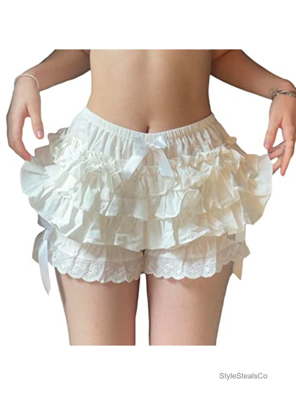 Women Lolita Bloomers Ruffle Lace Frilly Shorts Layered Pumpkin Bottoms
